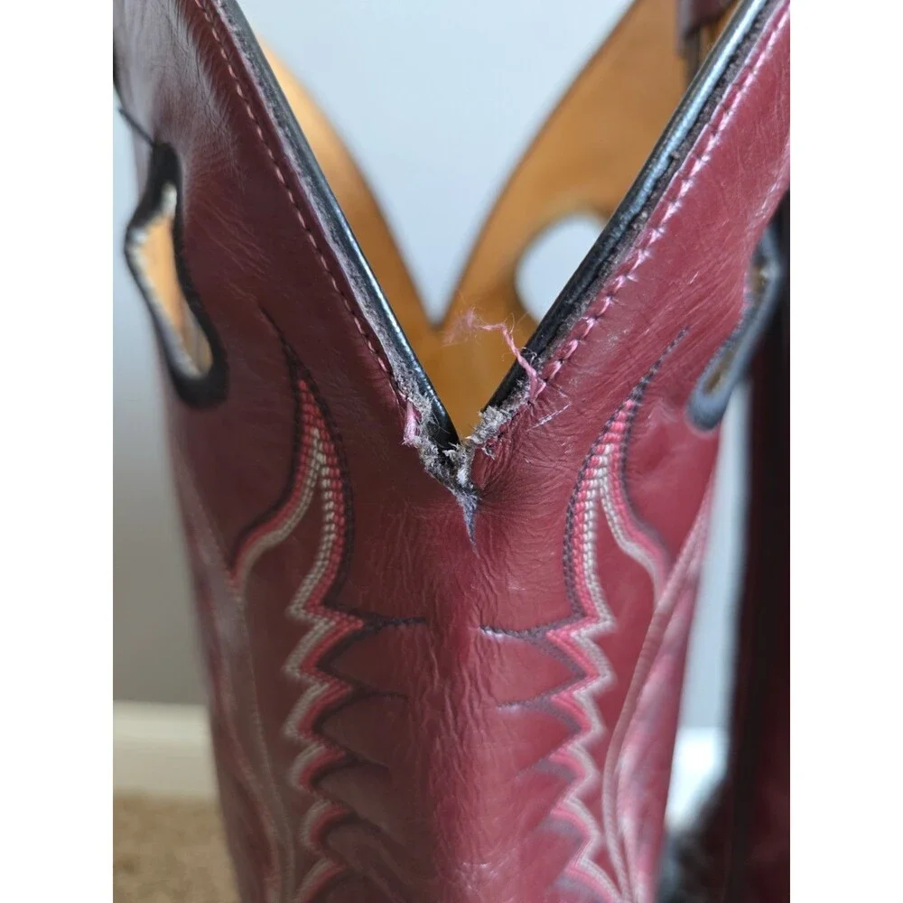 VTG 70/80's Tony Lama Mens Western Boots 10.5 D Made in USA Black Red R66616